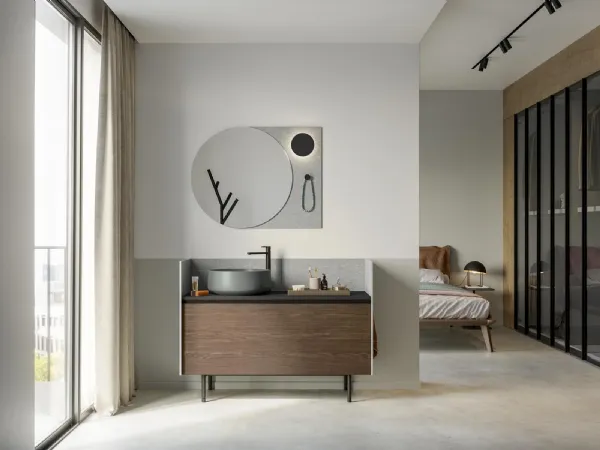 Mobile da Bagno a terra Deep 02 in essenza rovere castoro di Birex