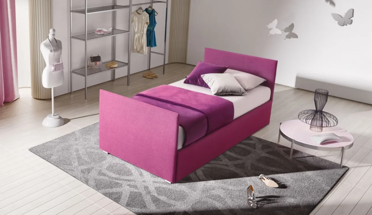 Letto singolo Bambusa in tessuto con letto estraibile di Le Comfort