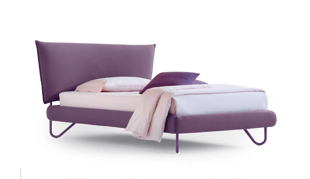 Letto singolo in tessuto con testiera Hug 04 Soft di Noctis